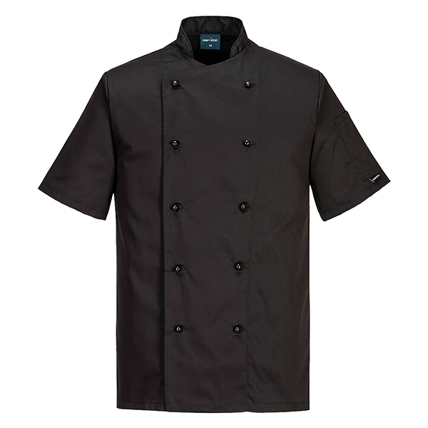 Giacca cuoco Kent - maniche corte - taglia XXL - nero - Portwest