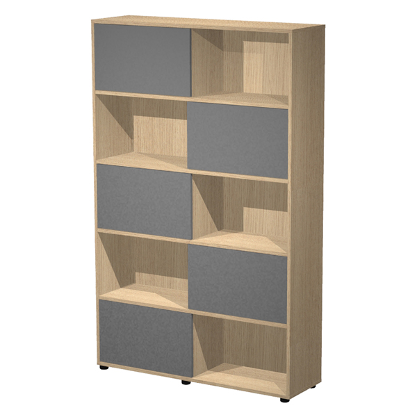 Libreria alta Essence - 5 ante scorrevoli - rovere/antracite