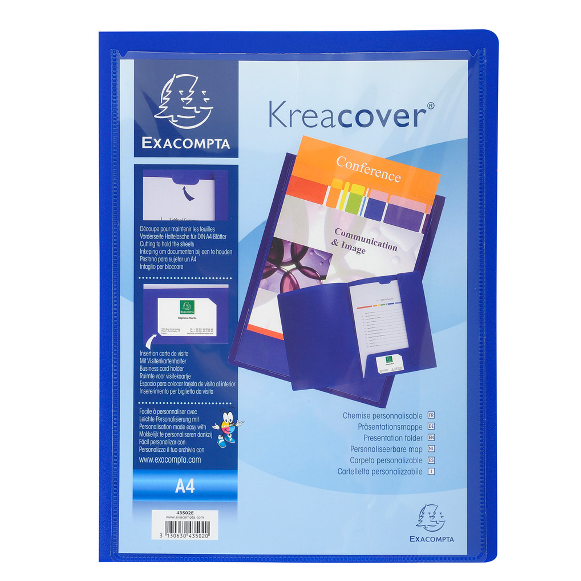 Cartella di presentazione con 2 alette Kreacover - A4 - PP - blu - Exacompta