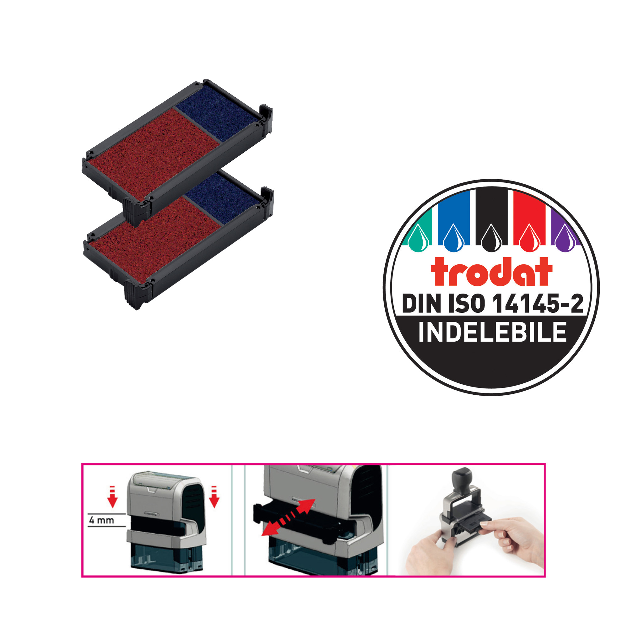 Tamponi 6/4912-2 - blu/rosso - Trodat - Blister 2 pezzi