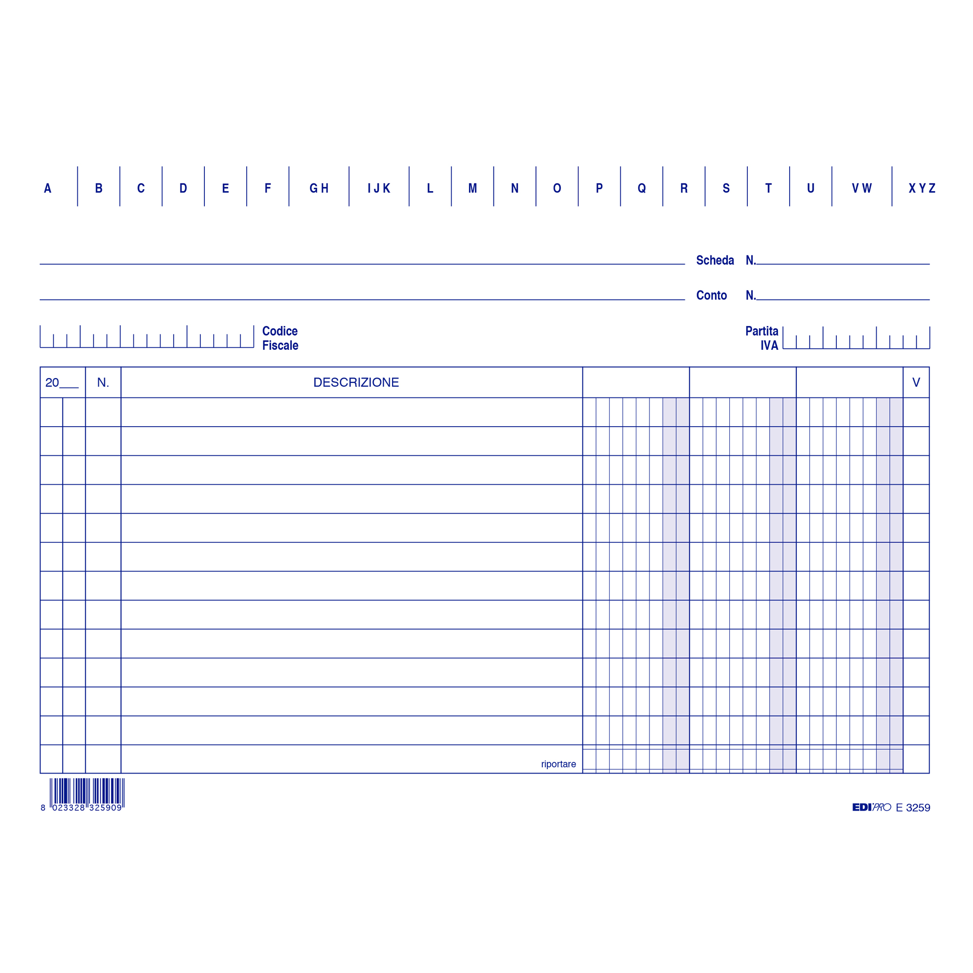 Schede - 3 colonne - 15 x 21 cm orizzontale - Edipro - conf. 100 pezzi
