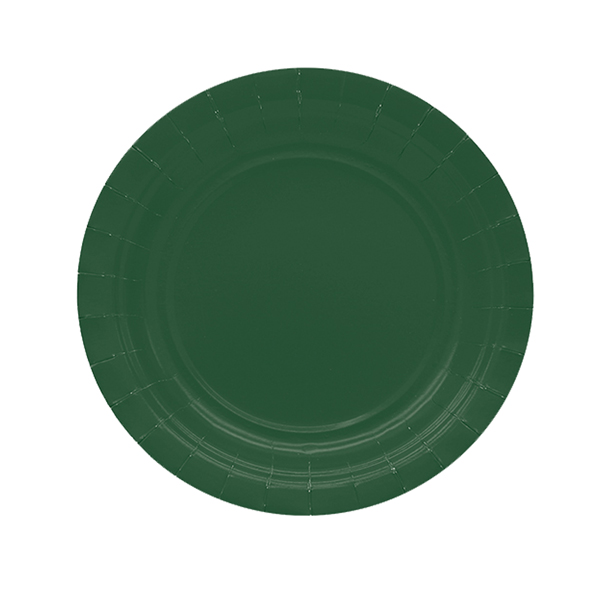 Piatti piani Ecocolor - Ø18cm - biodegradabile - verde bosco - Big Party - conf. 25 pezzi