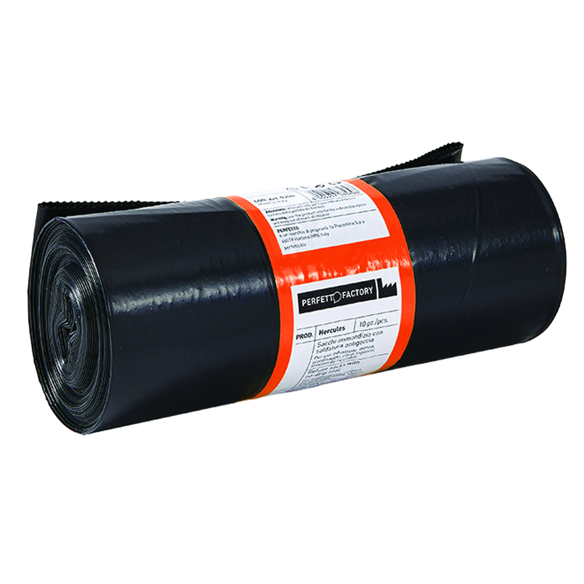 Sacchi per rifiuti Hercules - 90x120 cm - 150 L - 50 micron - nero - PerfettoFactory - rotolo da 10 sacchetti