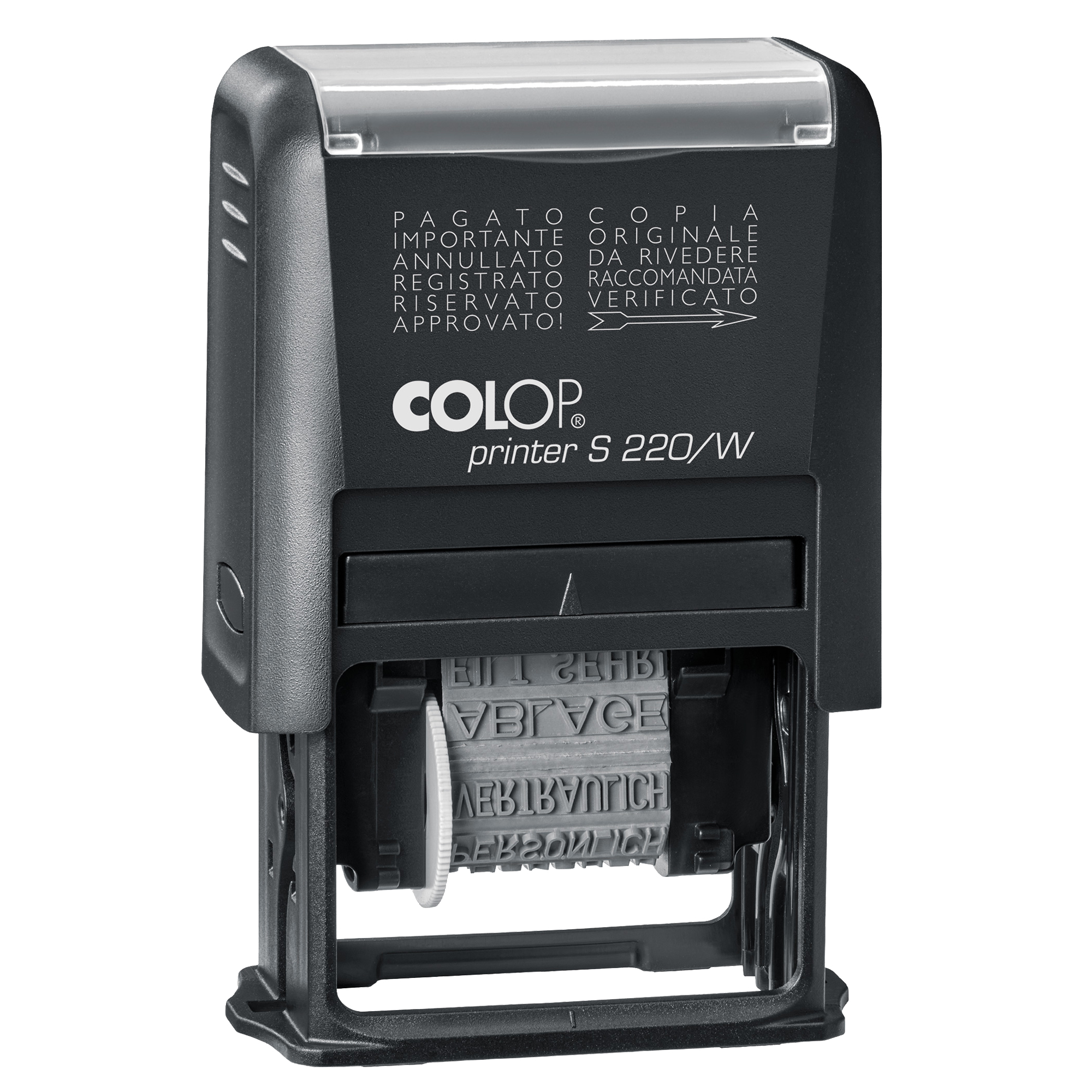 Timbro Printer S220/W Polinomio - 12 diciture - 4 mm - autoinchiostrante - Colop