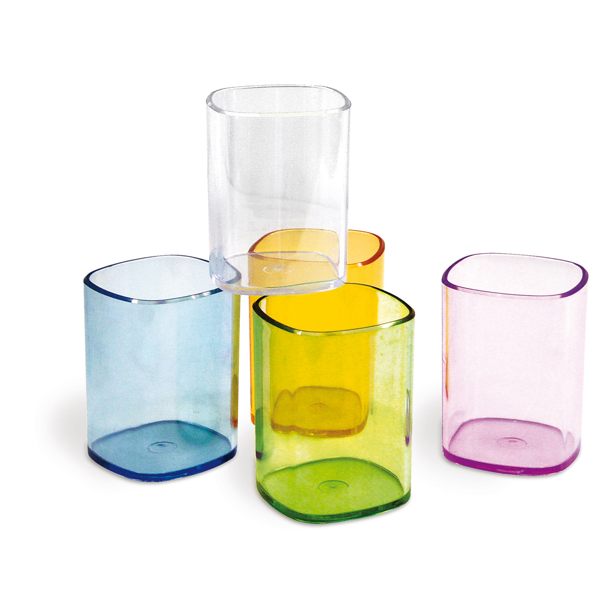 Portapenne a bicchiere - 6,5 x 6,5 x 9,5 cm - trasparente arancio - Arda