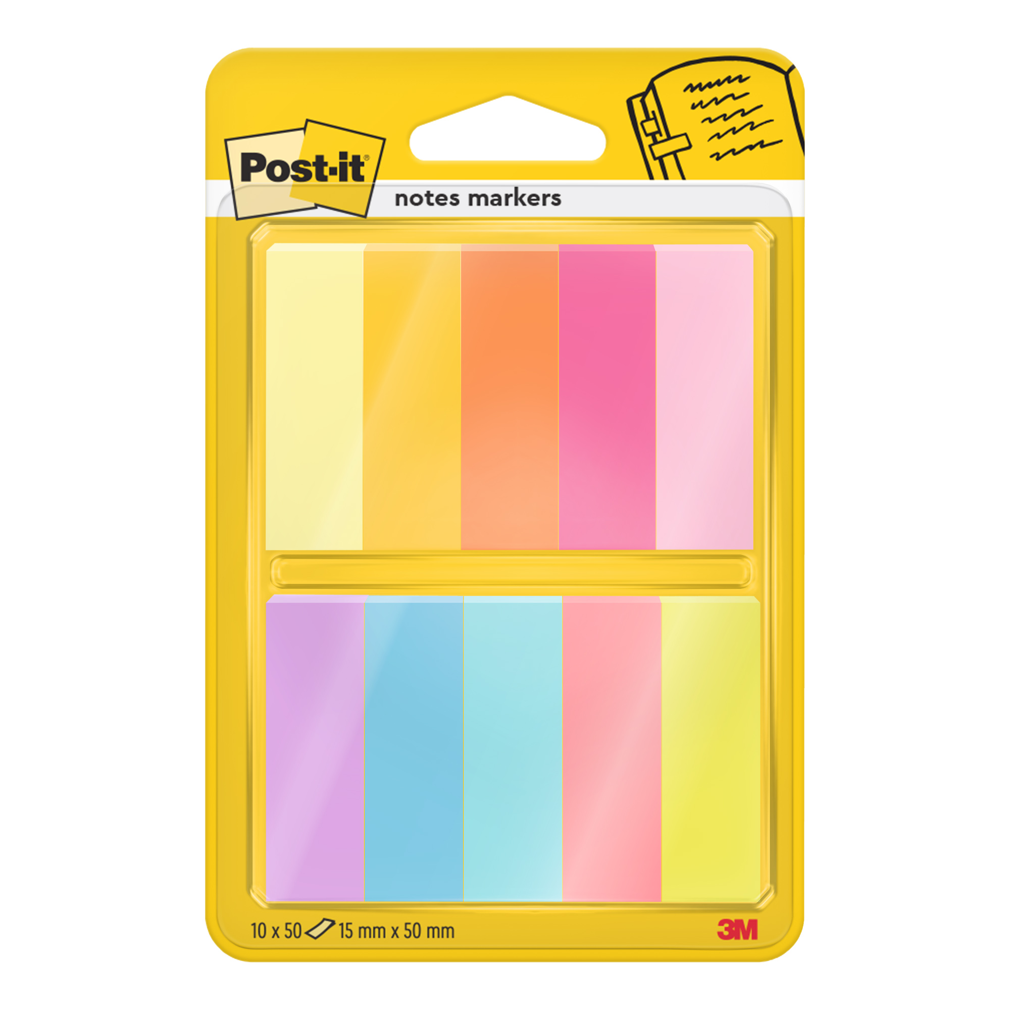 Segnapagina Post-it - 670-10AB-EU - in carta - 12,7 x 44 mm - 10 colori assortiti - Post-it - conf. 500 pezzi