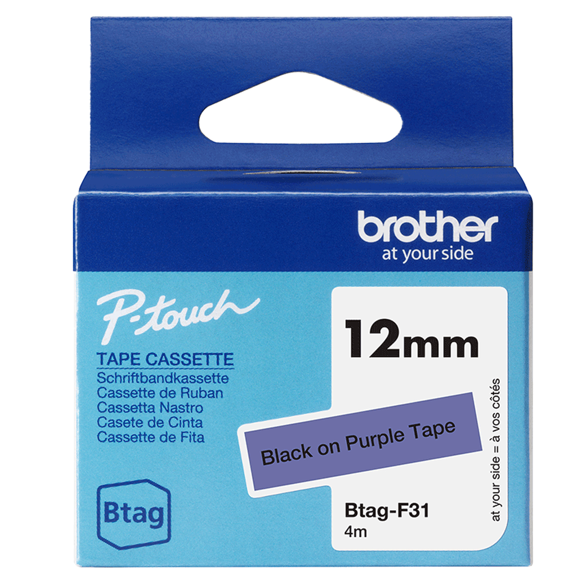Brother - Nastro -  Nero/Viola - BTAGF31 - 12mm x 4mt