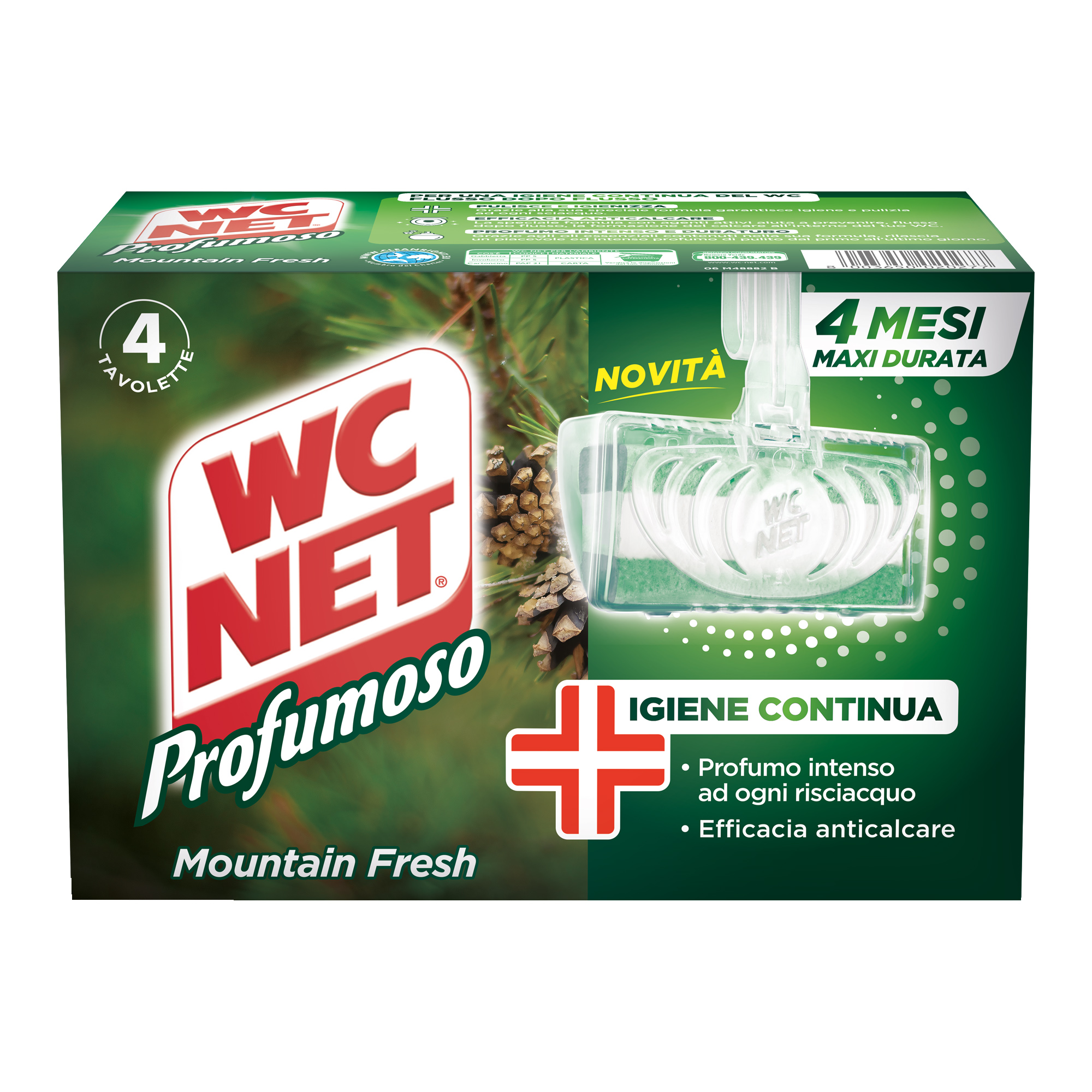Tavoletta Profumoso Mountain Fresh - WC Net - 4 gabbiette da 34 gr