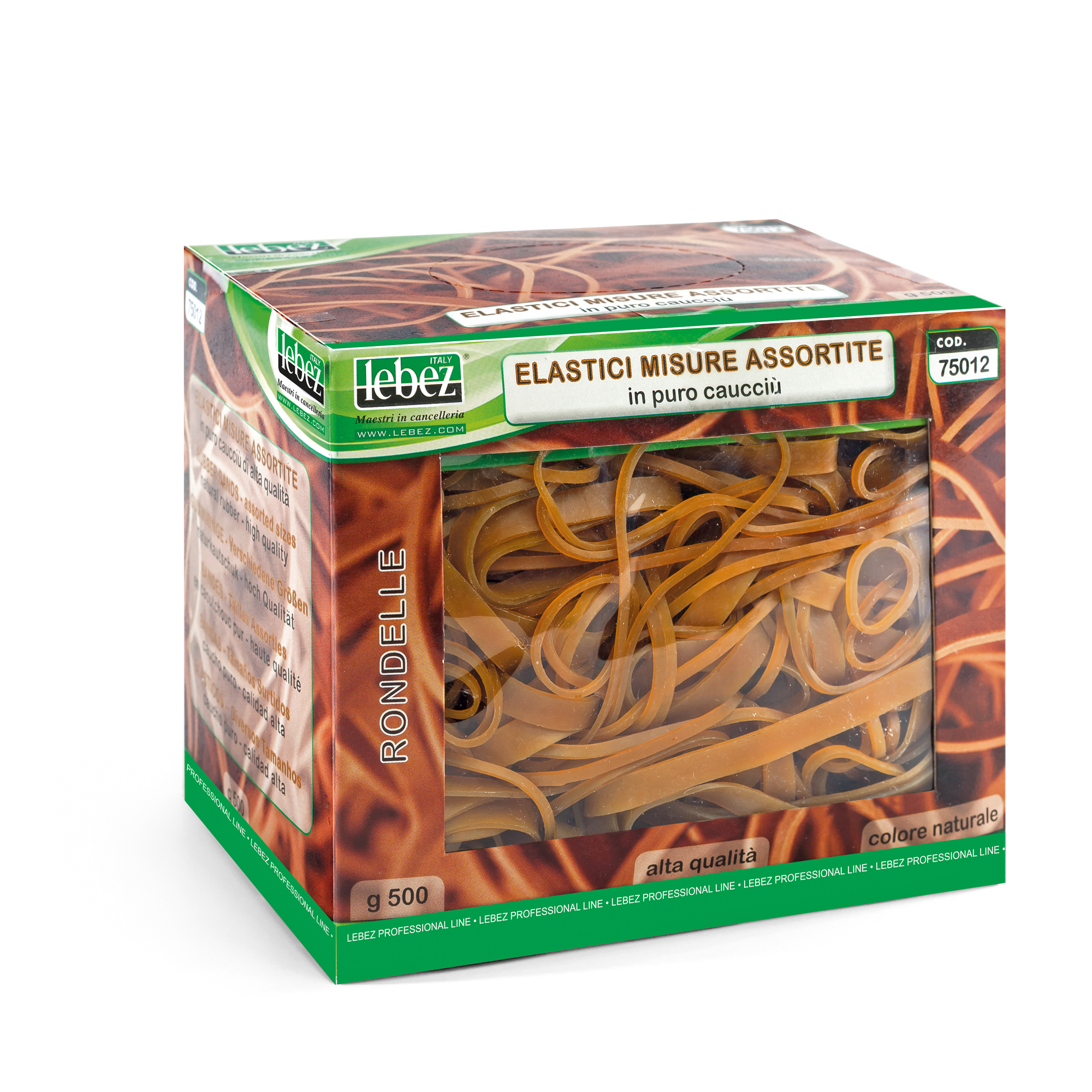 Elastici - misure assortite - 500 gr - caucciù - avana - Lebez