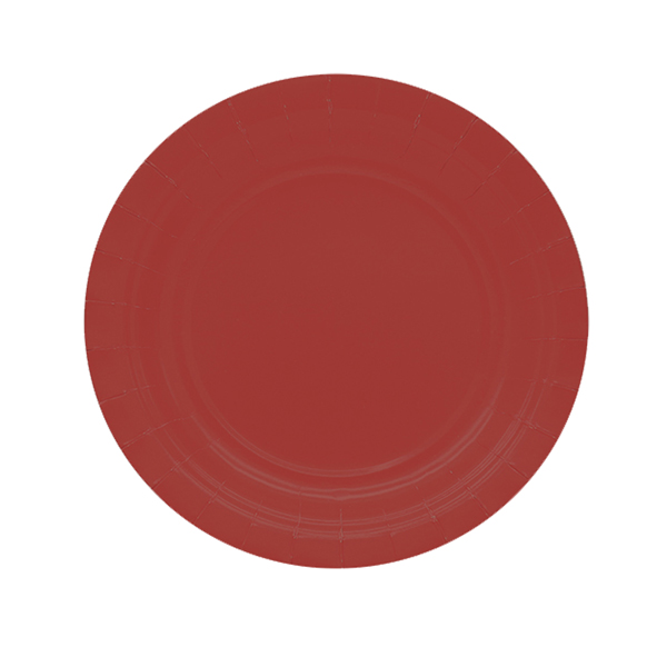 Piatti piani Ecocolor - Ø18cm - biodegradabile - rosso intenso - Big Party - conf. 25 pezzi