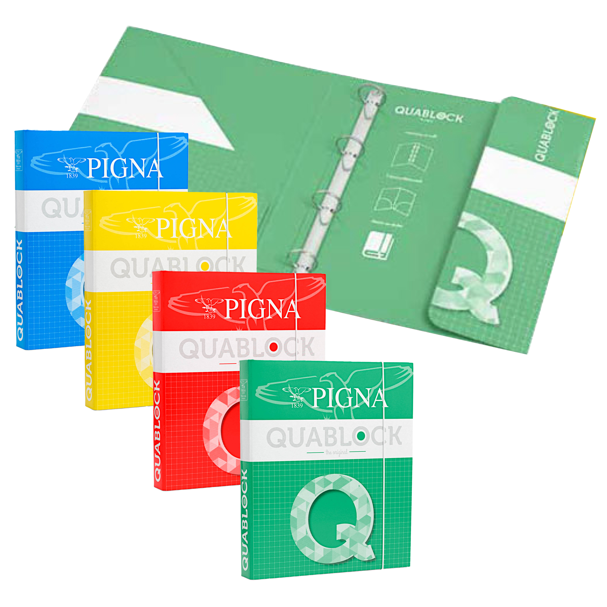 Raccoglitore Quablock - A4 - 4 anelli tondi 30 mm - dorso 4 cm - Pigna