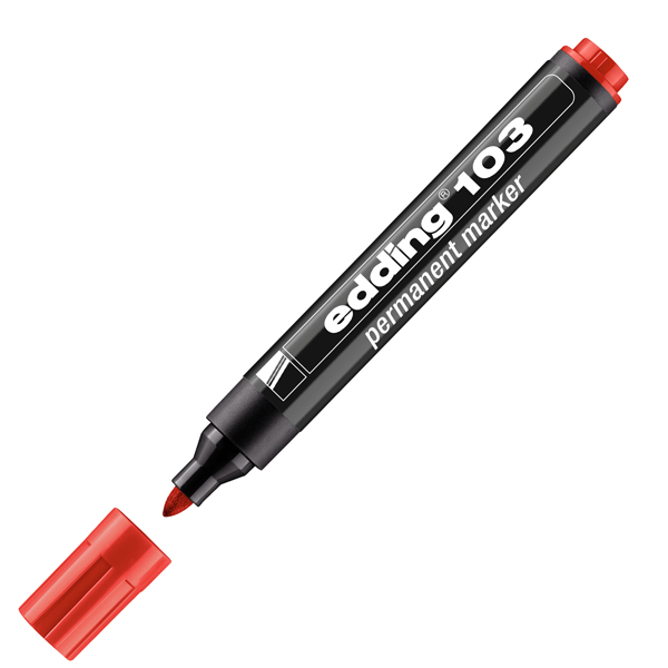 Marcatore permanente 103 - punta conica - da 1,5 a 3 mm - rosso - Edding