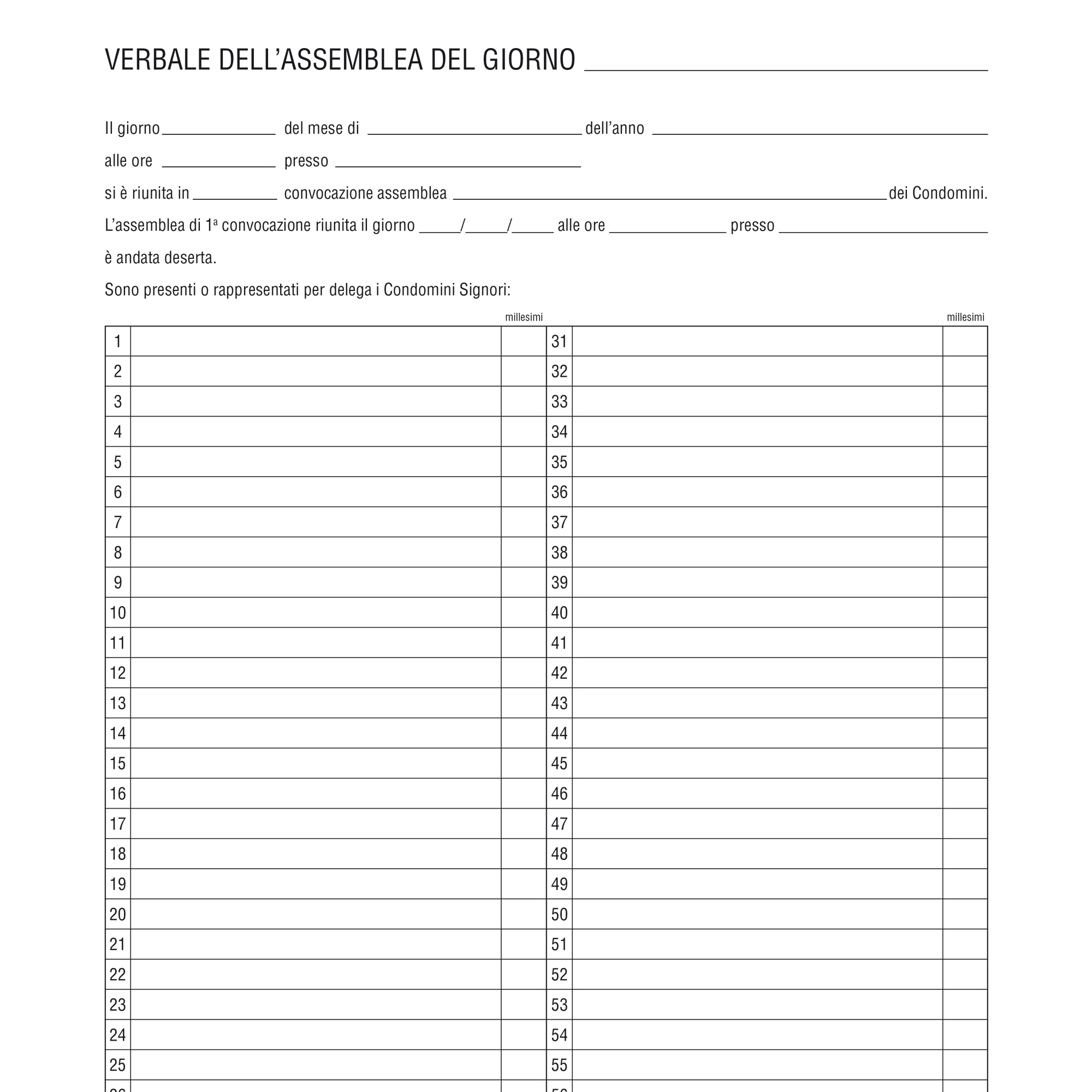 Registro verbali assemblea condominio - 31 x 24,5cm - 96 fogli - Edipro