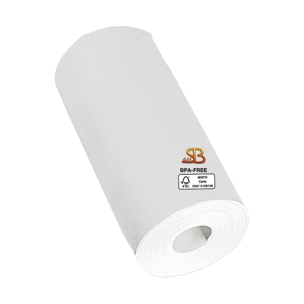 Rotolo per POS - 57 mm x 8,5 m - 48 gr - diametro esterno 25 mm - senza anima - carta termica BPA free - Sabacart - blister 12 pezzi