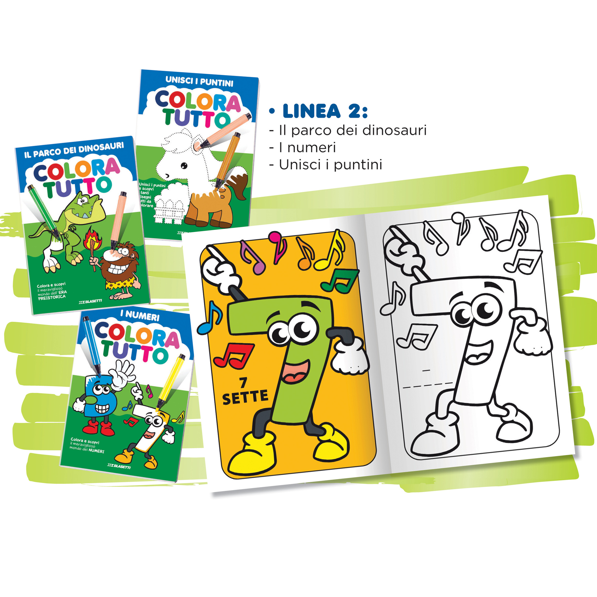 Album da colorare - 24 facciate - fantasie dinosauri, numeri - Blasetti