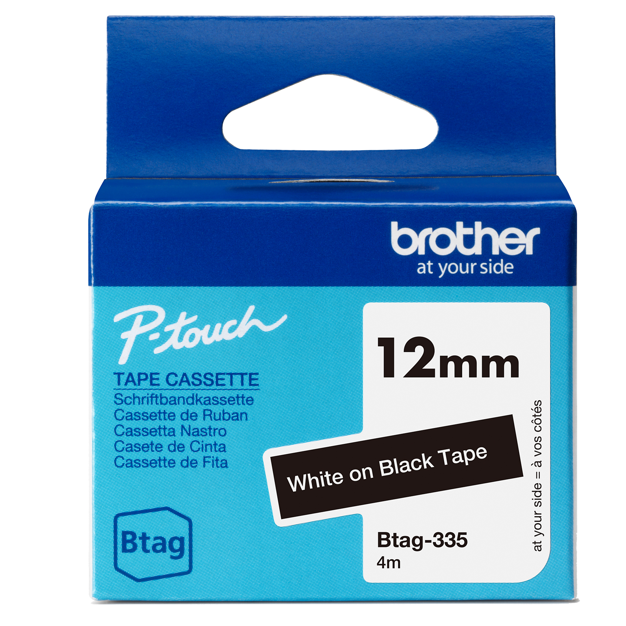 Brother - Nastro -  Bianco/Nero - BTAG335 - 12mm x 4mt
