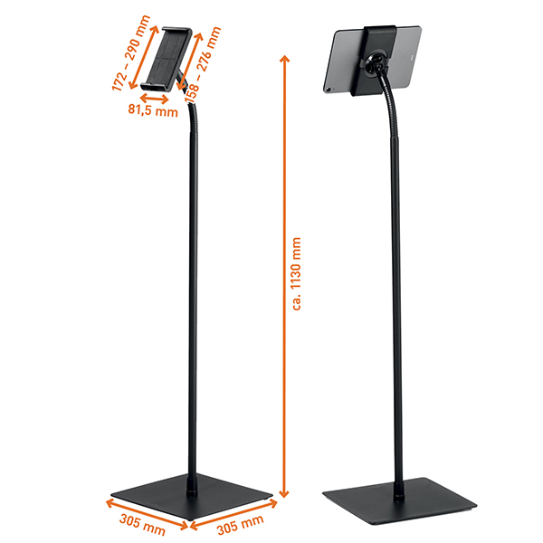 Supporto da pavimento per tablet - TOUGH FLOOR - da 7" a 13" - ruotabile di 360° - Durable