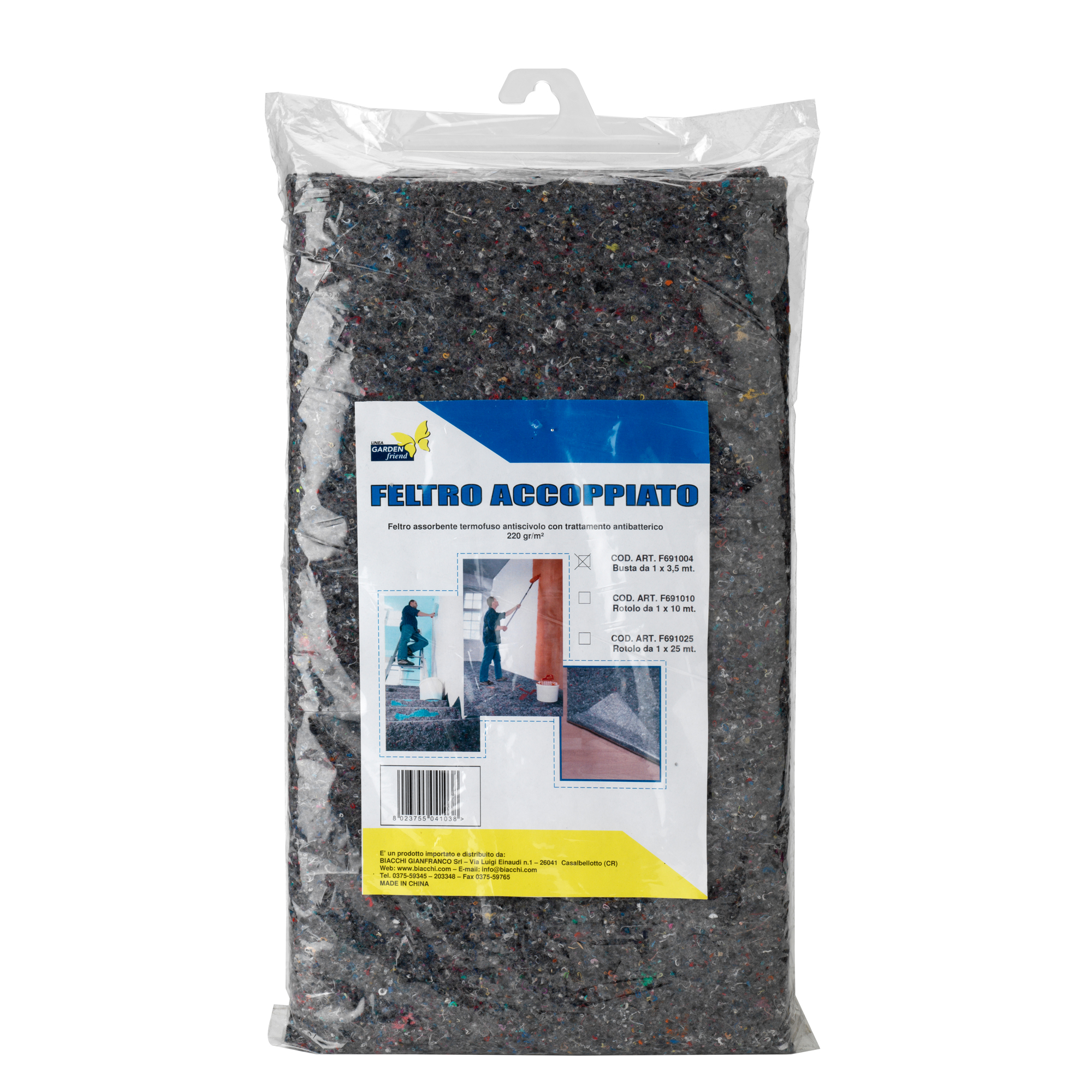 Feltro accoppiato - con base antiscivolo - in busta - 1 x 3,5 m - Garden Friend