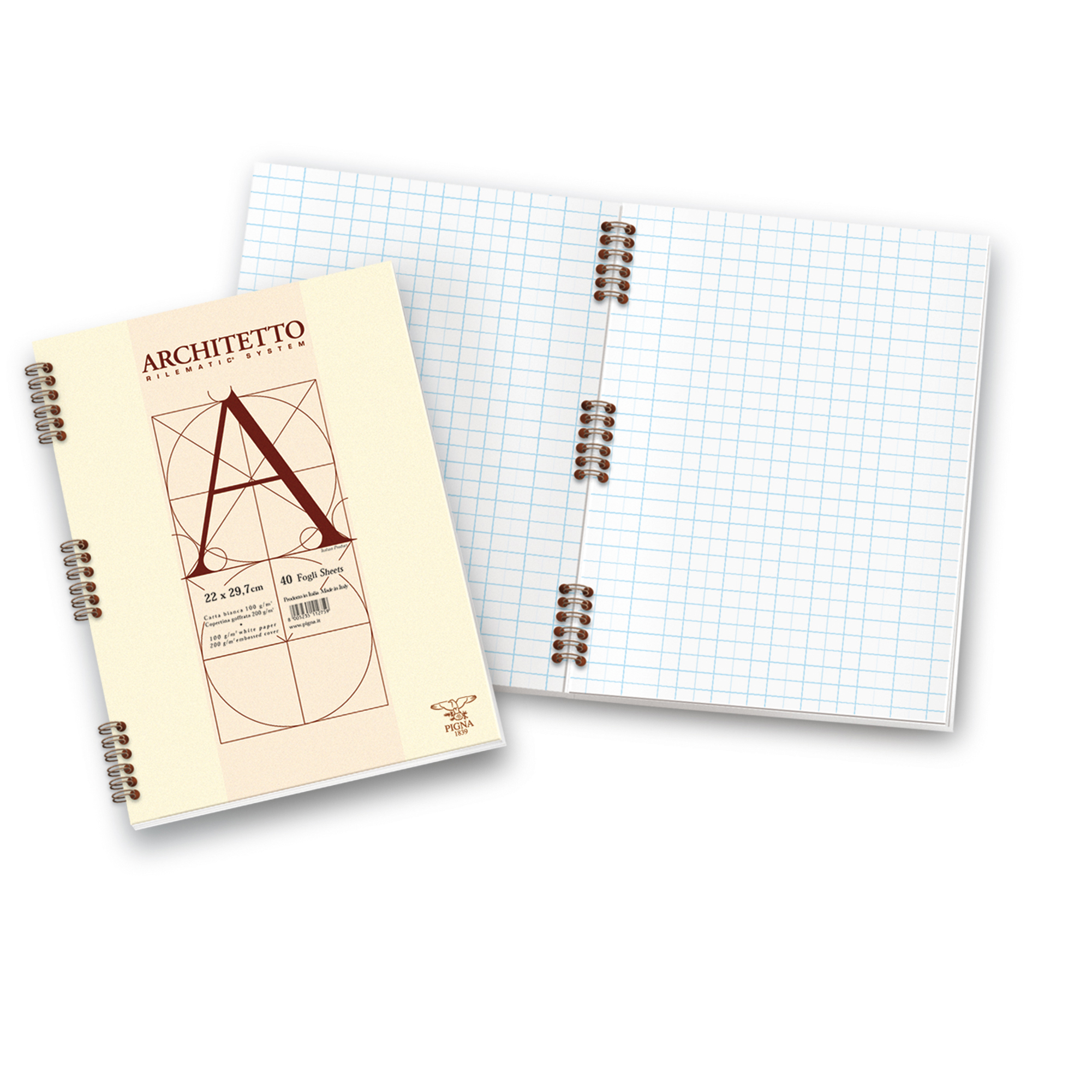 Blocco Architetto - 22 x 29,7 cm - 100 gr - 40 fogli - spiralato - Pigna