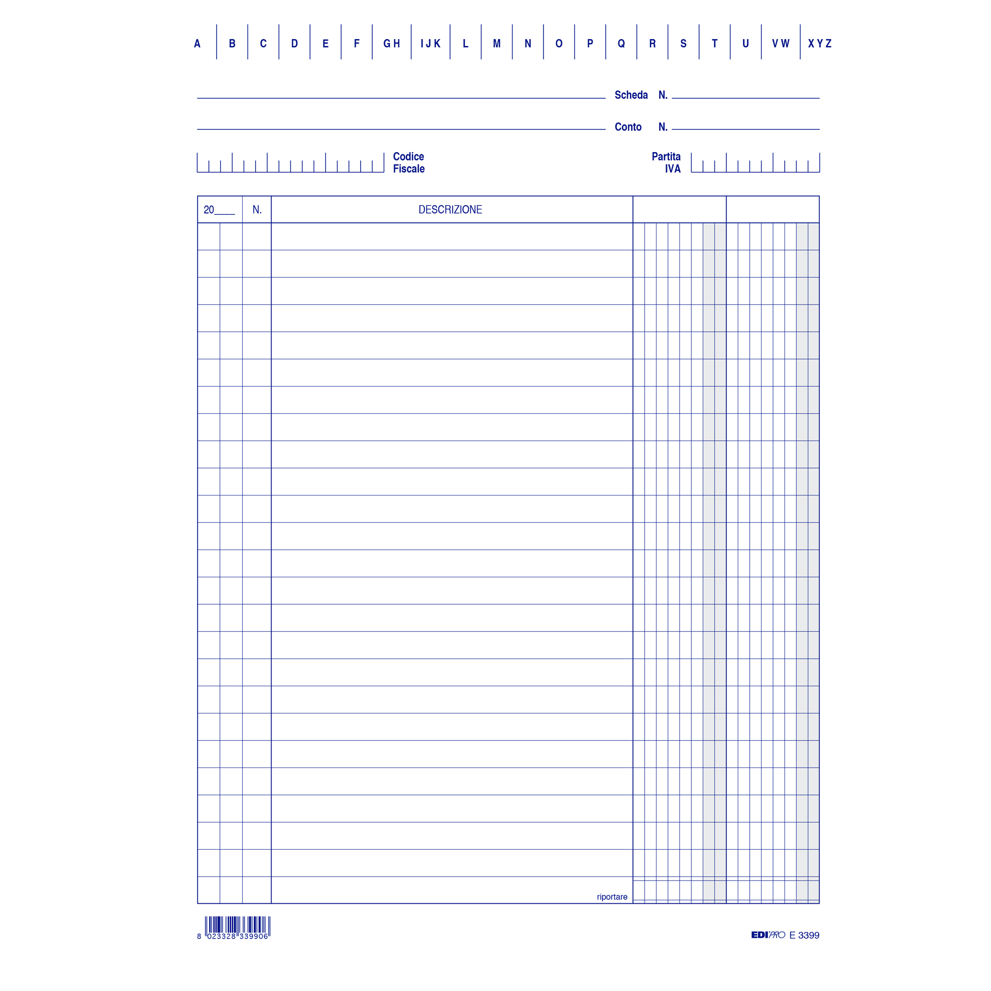 Schede - 2 colonne - 24 x 17 cm (verticale) - Edipro - conf. 100 pezzi