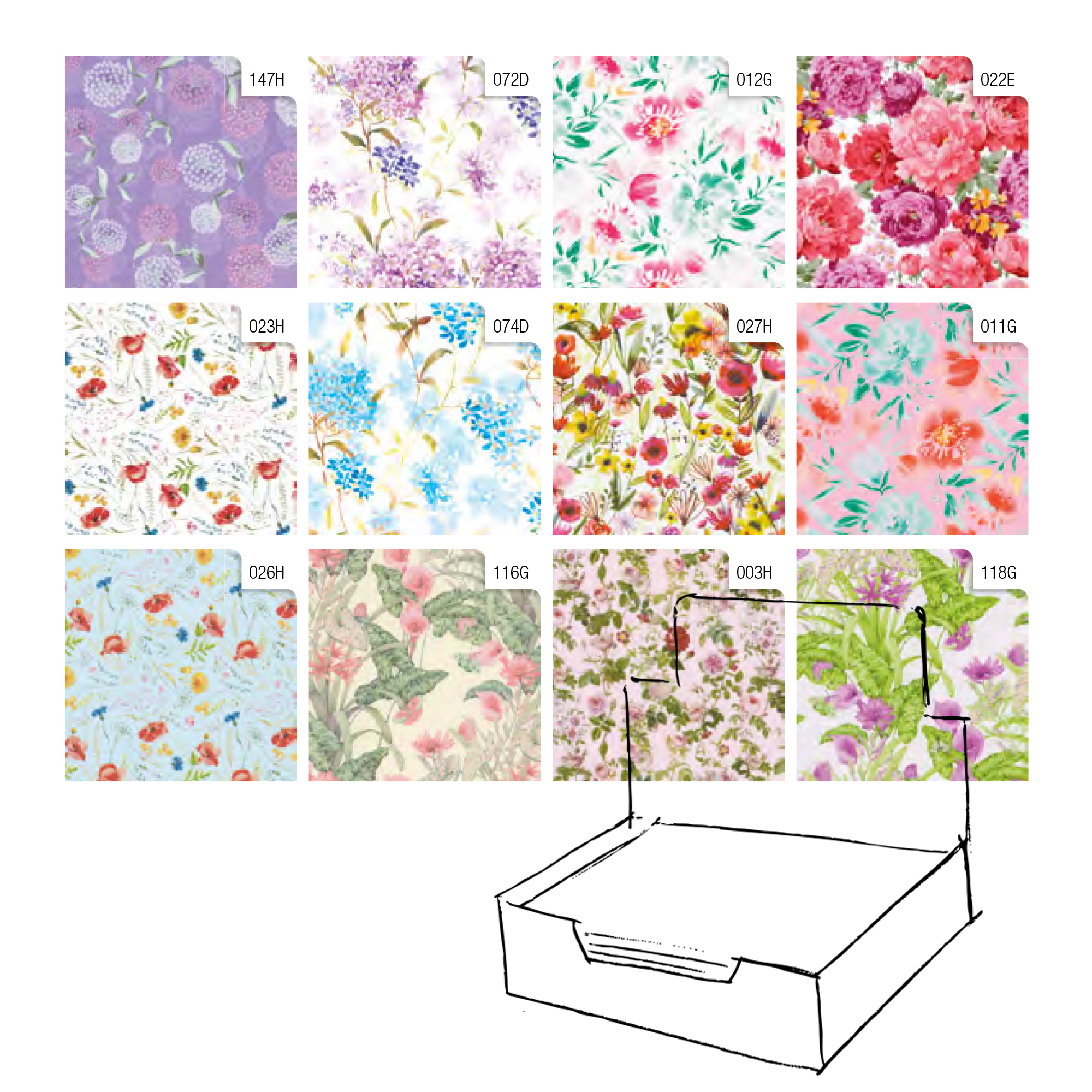 Carta regalo - raso - Fiori - 70 x 100 cm - Rex Sadoch - scatola 100 fogli