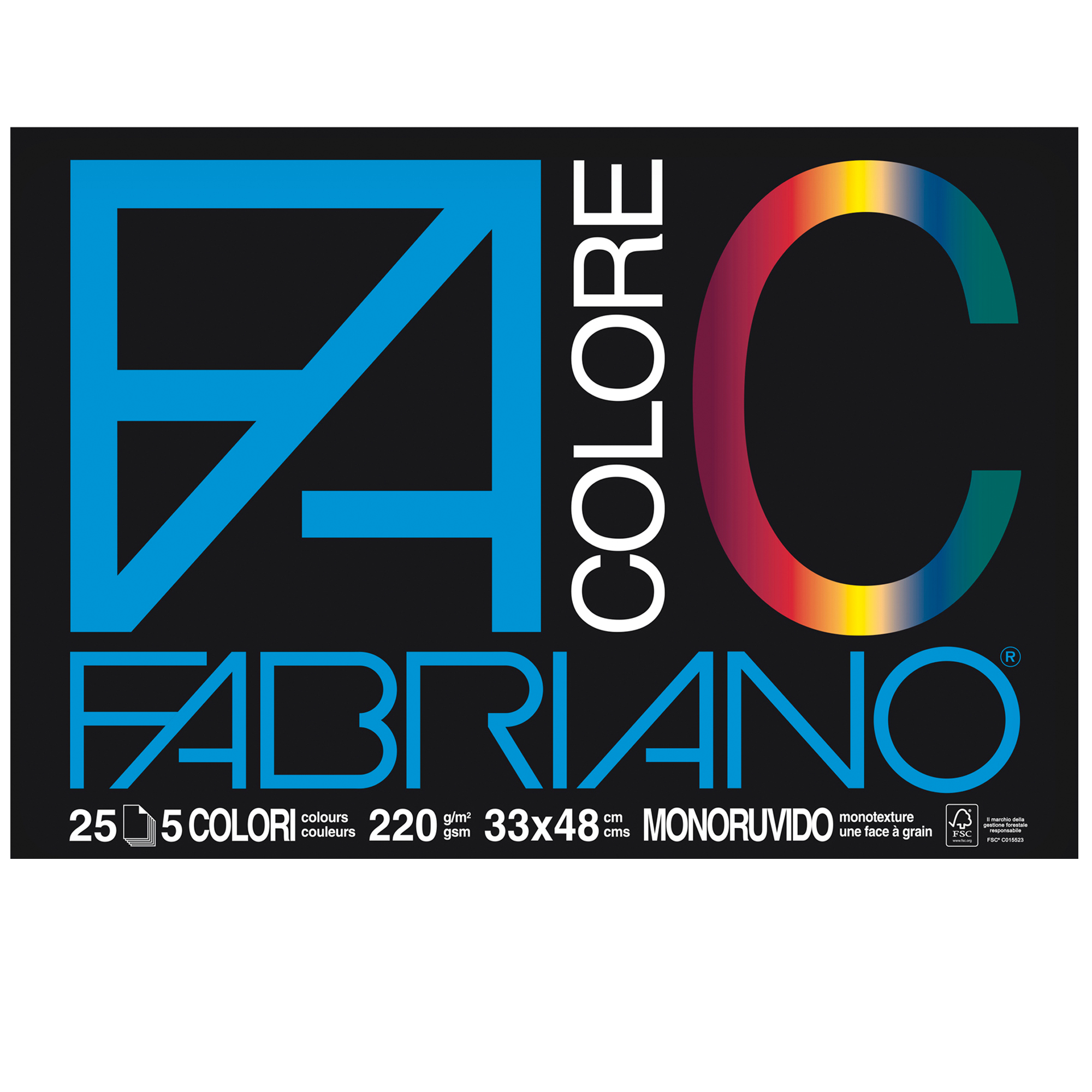 Album FaColore - 33 x 48 cm - 25 fogli - 220 gr - 5 colori - Fabriano