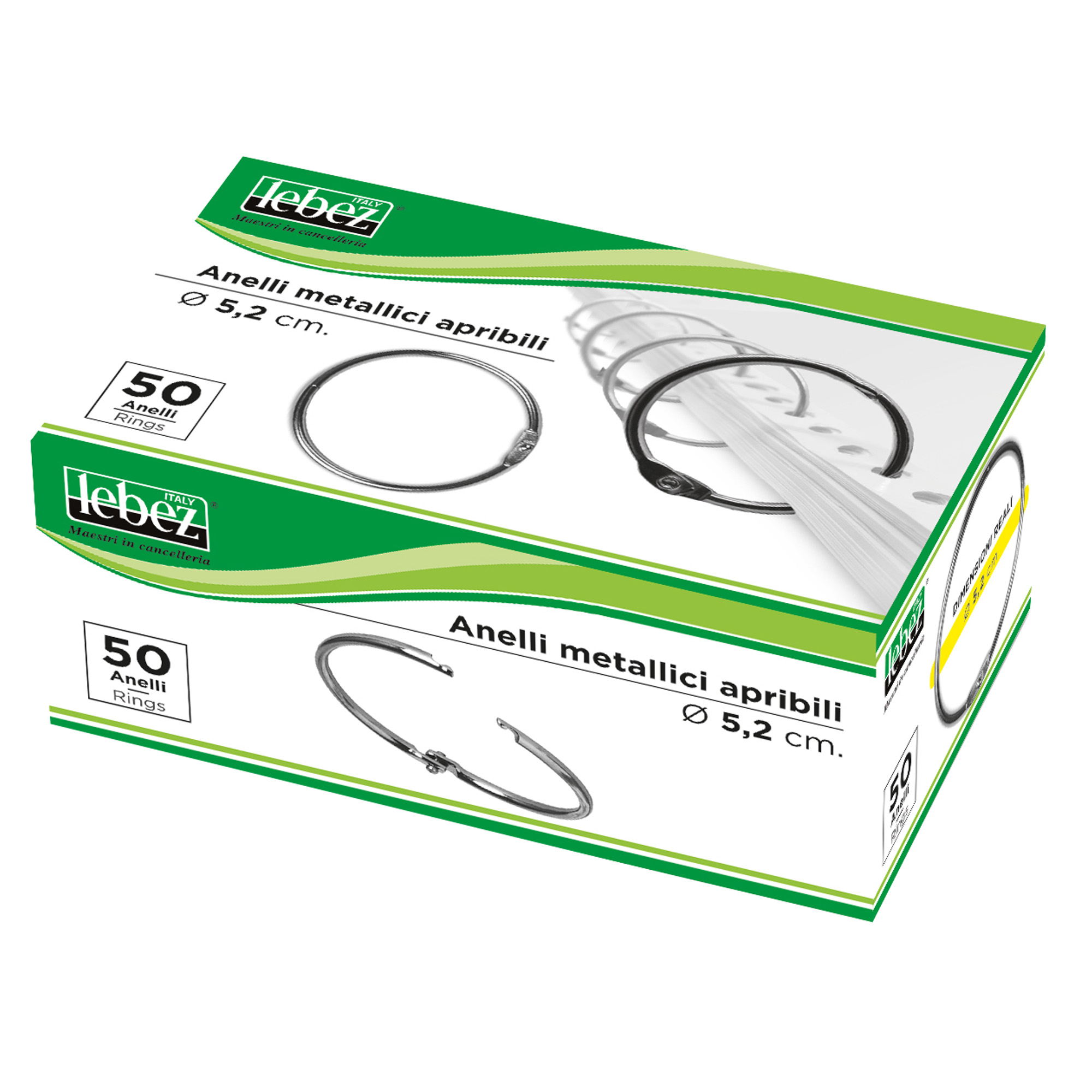 Anelli metallici - 5,2 cm - per rilegatura - Lebez - conf. 50 pezzi