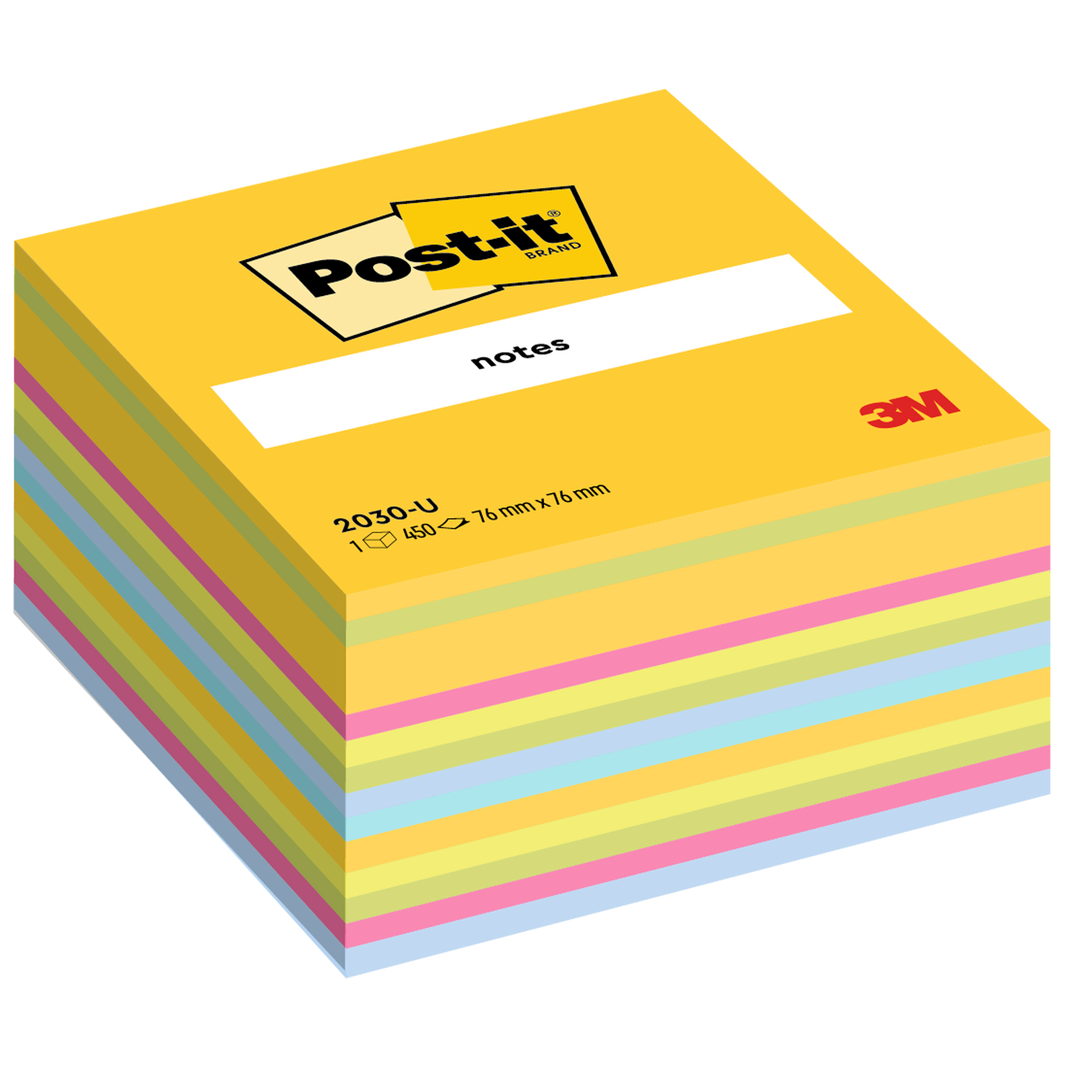 Blocco foglietti Cubo - 2030-U UL - 76 x 76 mm - 72 gr - colori assortiti - 450 fogli - Post-it