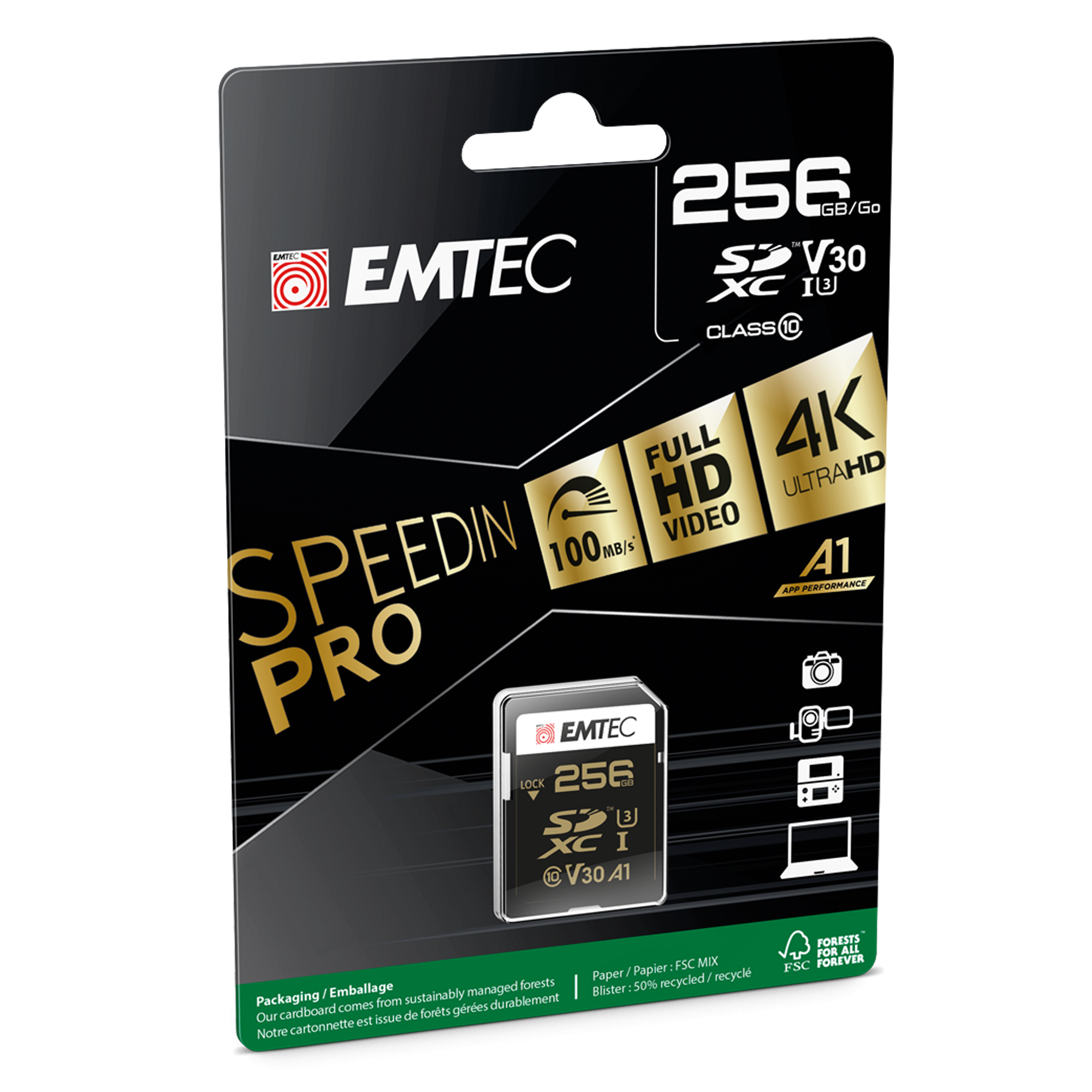 Emtec - SD Speedin USH-1 U3 - ECMSD256GXC10SP - 256GB