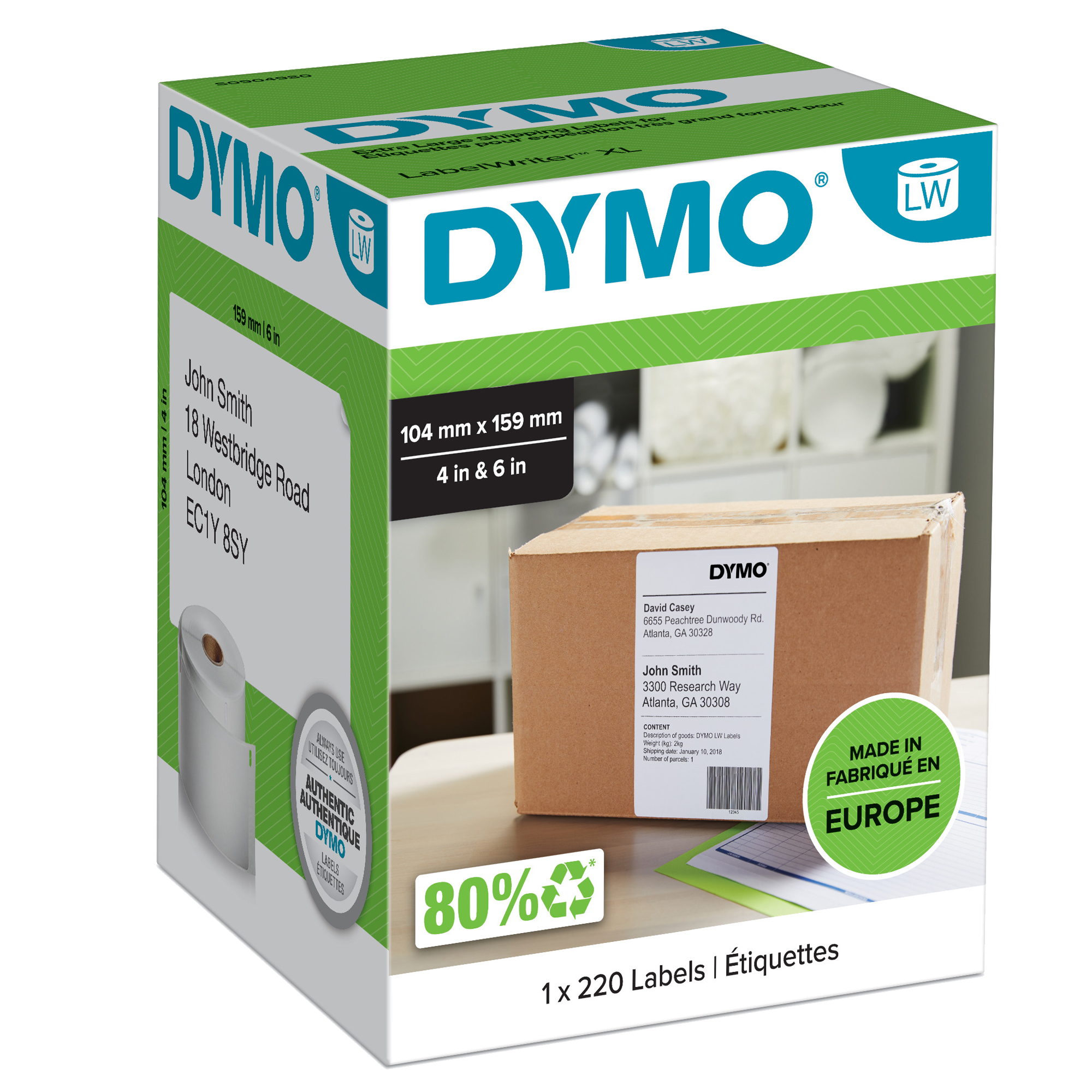 Rotolo 220 etichette LW S0904980 - 104 x 159 mm - carta - indirizzi XL - bianco - Dymo