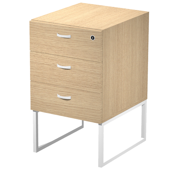 Cassettiera Essence - 3 cassetti - con supporto metal - 41,5 x 49,5 x 57,6 cm - Rovere/Bianco