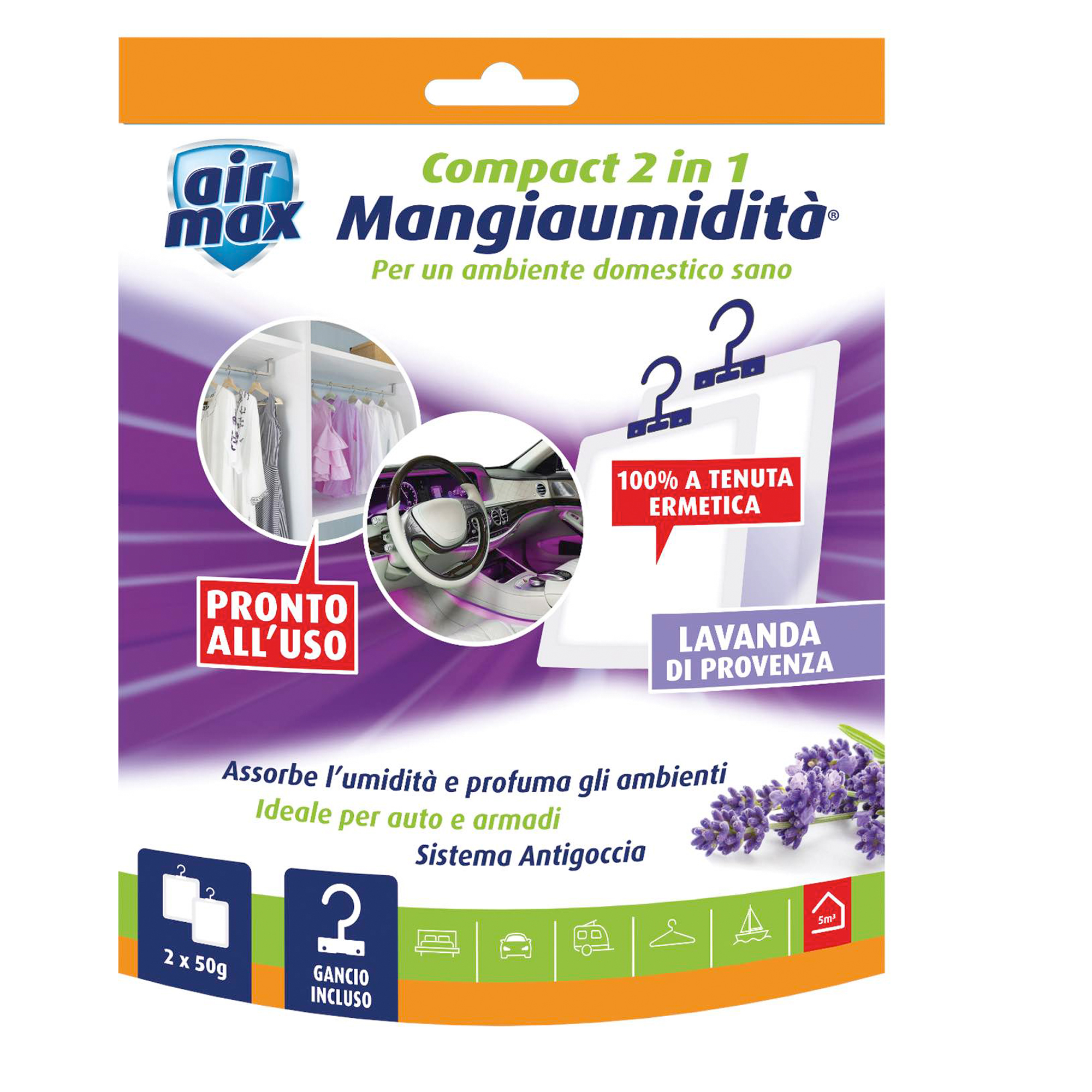 Mangiaumidità appendibile compact 2 in1 - lavanda di provenza - 50 gr - Air Max