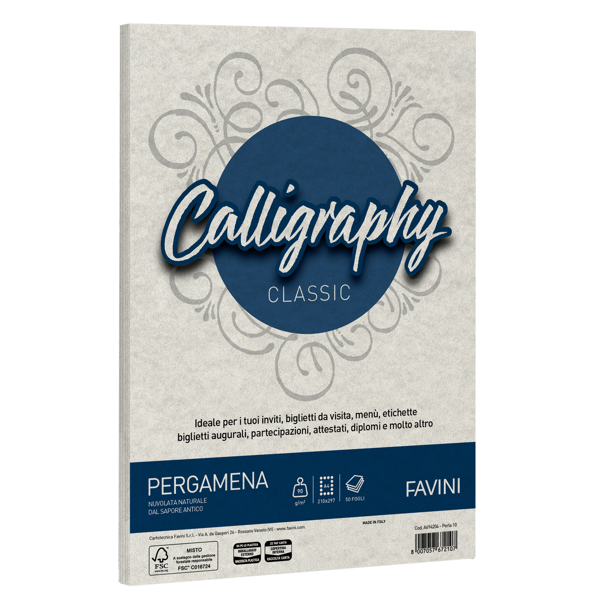 Carta Calligraphy Pergamena - A4 - 190 gr - perla 10 - Favini - conf. 50 fogli