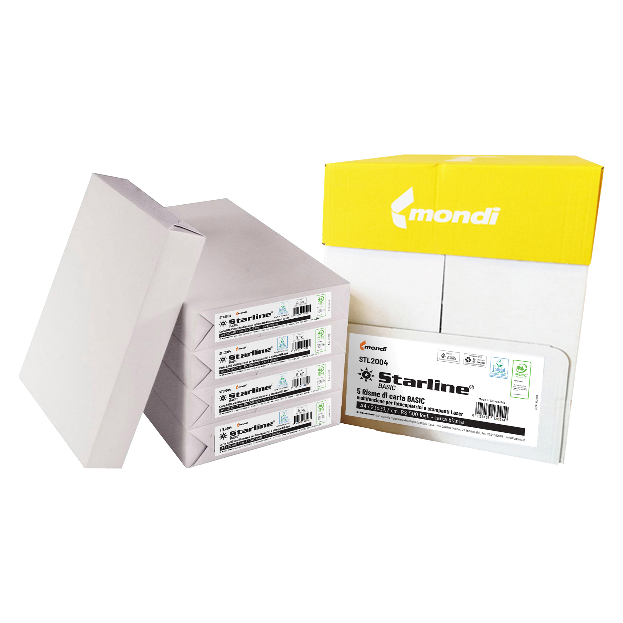 Carta fotocopie - A4 - 75 gr - bianco - Basic Starline - conf. 500 fogli - ordine drop max 25 risme
