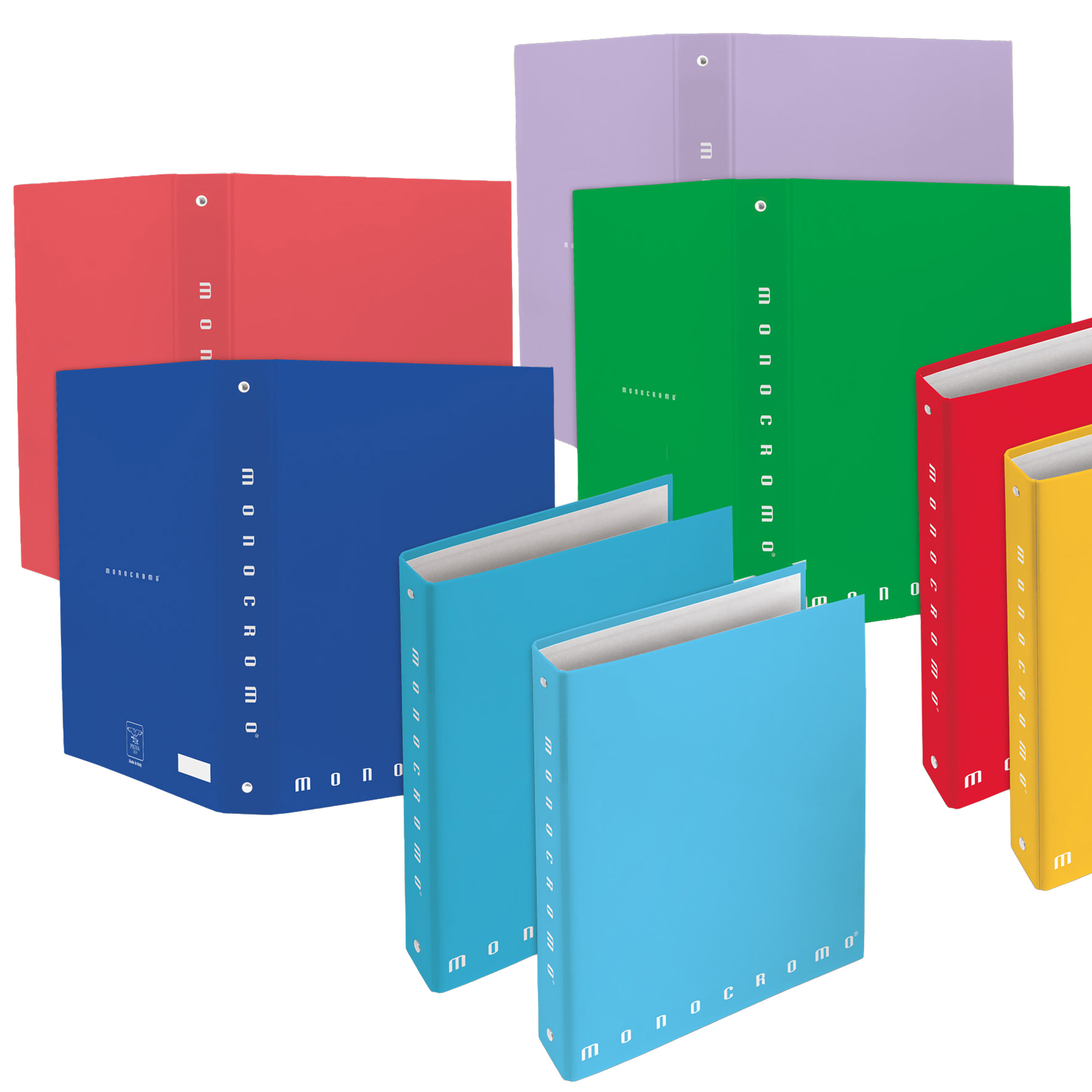 Raccoglitore Monocromo - A4 - 4 anelli tondi 30 mm - dorso 4 cm - colori assortiti - Pigna