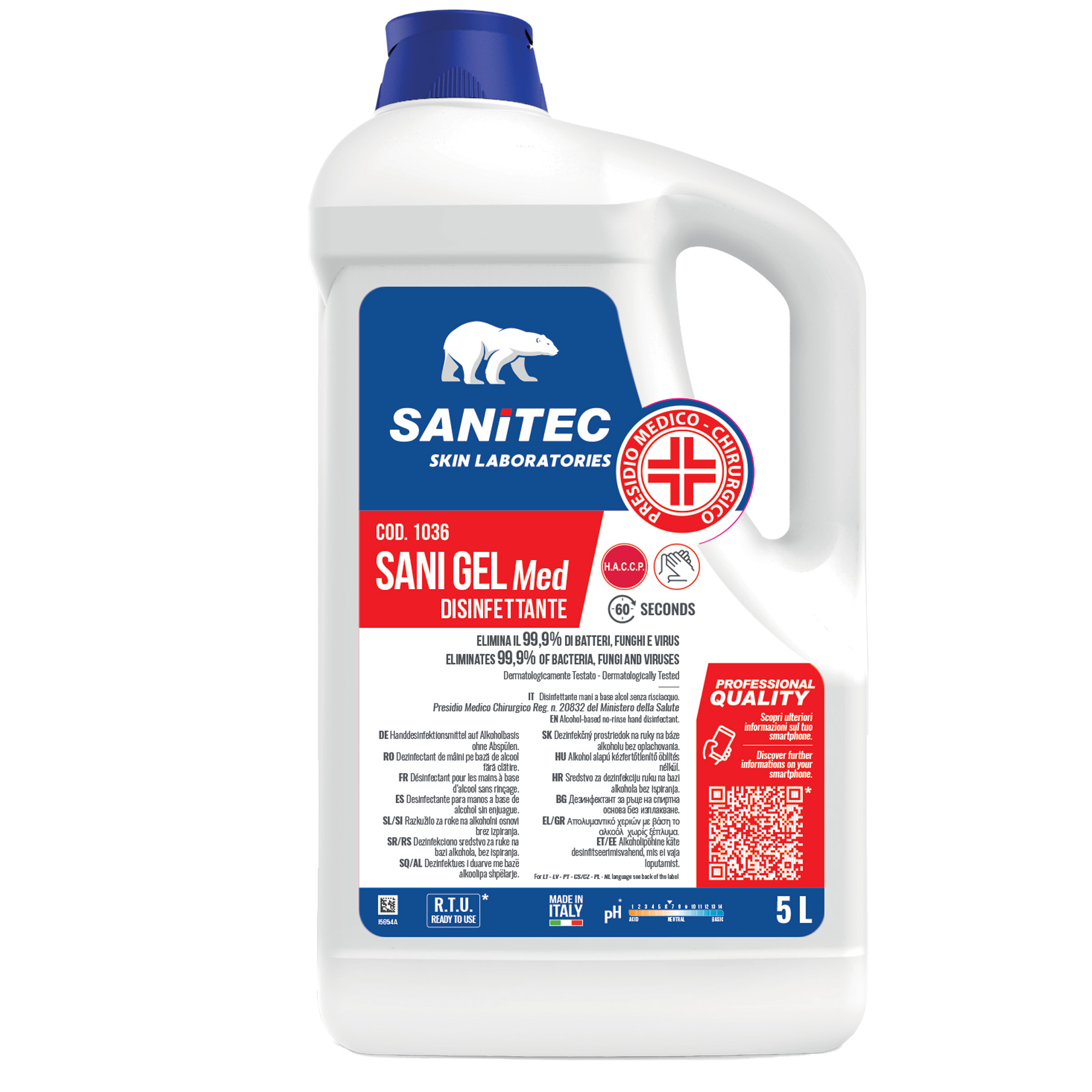 Igienizzante mani Sani Gel Med - 5 L - non profumato - Sanitec